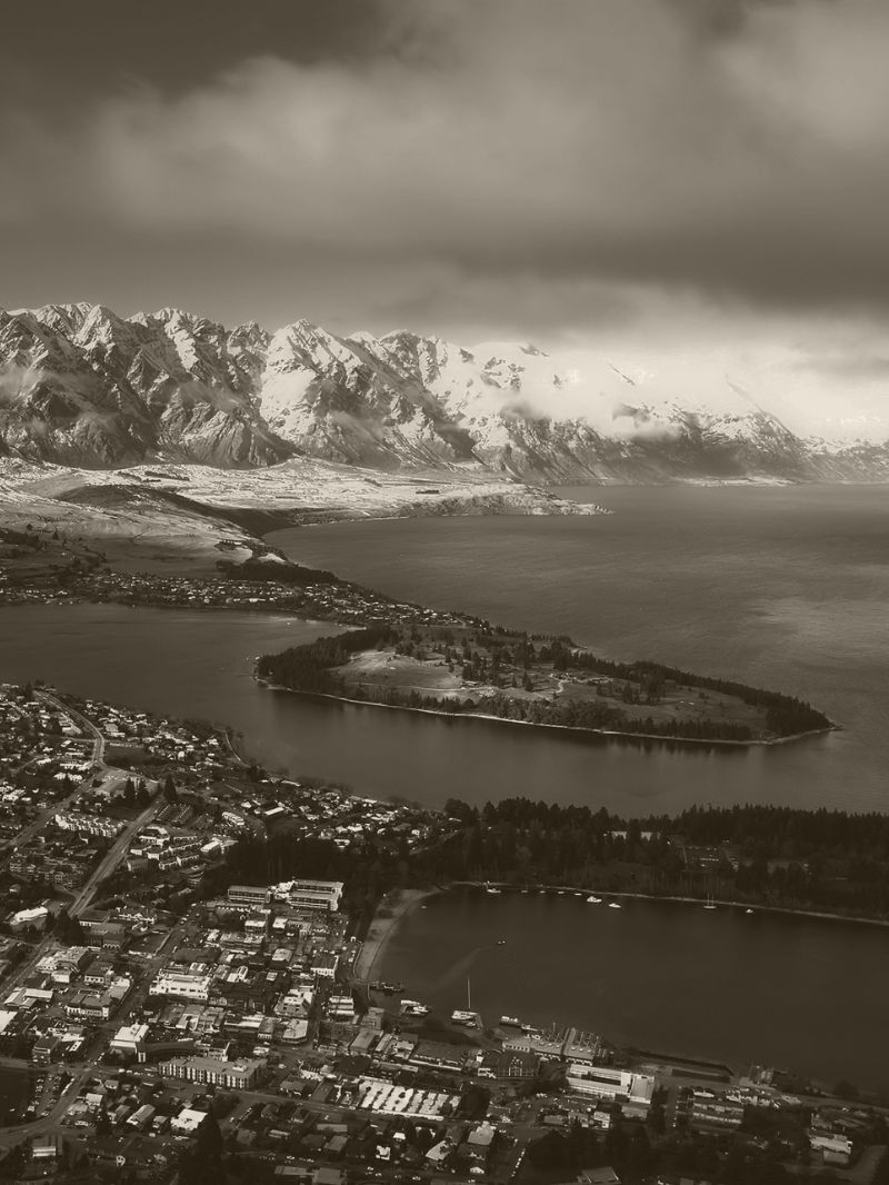 View on the hill overlooking Queenstown